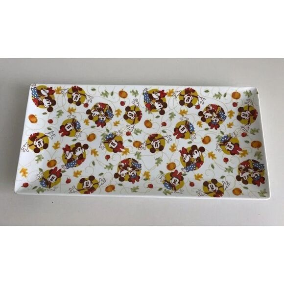 Disney Mickey & Minnie Mouse Serving Tray Platter Fall Pumpkin Thanksgiving NEW - Picture 1 of 6